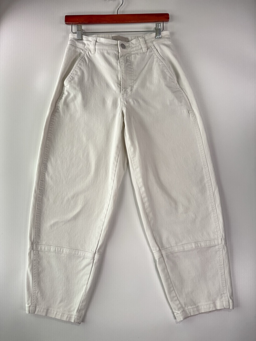 Everlane Utility Barrel Pant High Rise Cropped Organic Cotton Bone White Size 2 - Picture 2 of 11